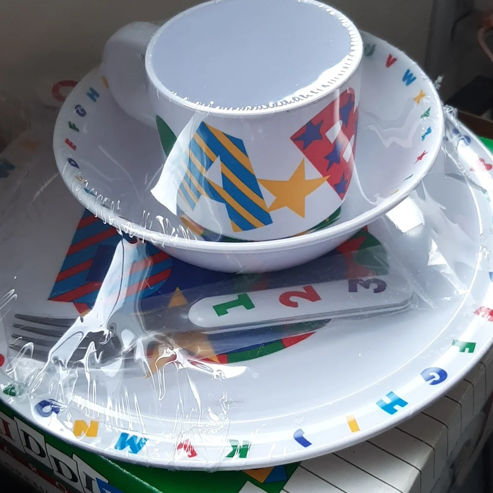 NIB Children's Dinnerware Set - Colorful ABC Design
